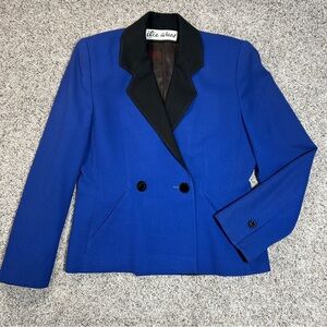 Vintage Ilie Wacs Cobalt Blue Blazer with Glass Buttons Size 8 Bergdorf Goodman